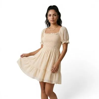 Vestido Mxstaza Manga Globo Diseño De Lunares