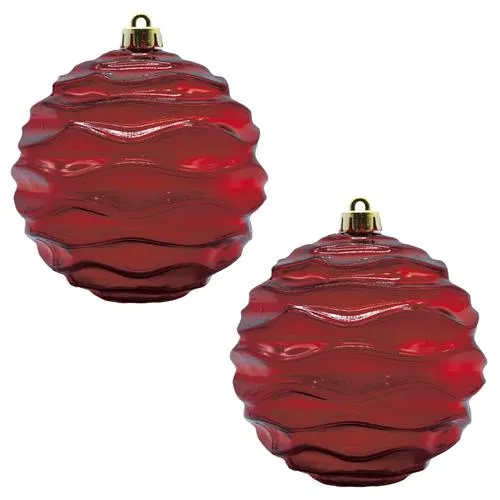 Enchanted Forest® 100mm Dark Red Transparent Shatterproof Ornaments - 2 Pack