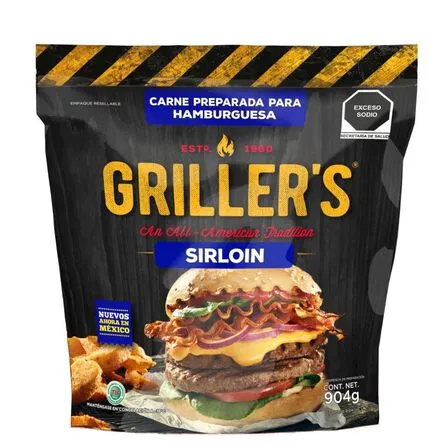 Carne para hamburguesa Sirloin Griller\'s 1 paquete con 8 piezas