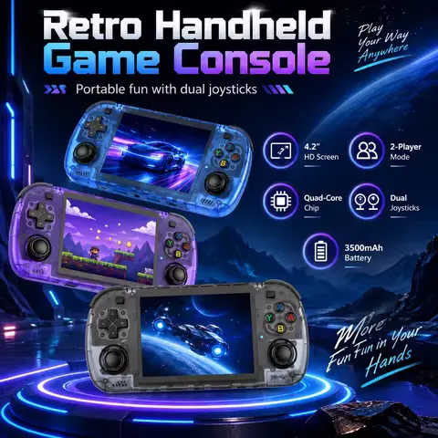 New R36H Retro Handheld Console Open-Source Linux System R36H Promax Classic Games 3.5/4.2" IPS Screen 64G Portable Video Player