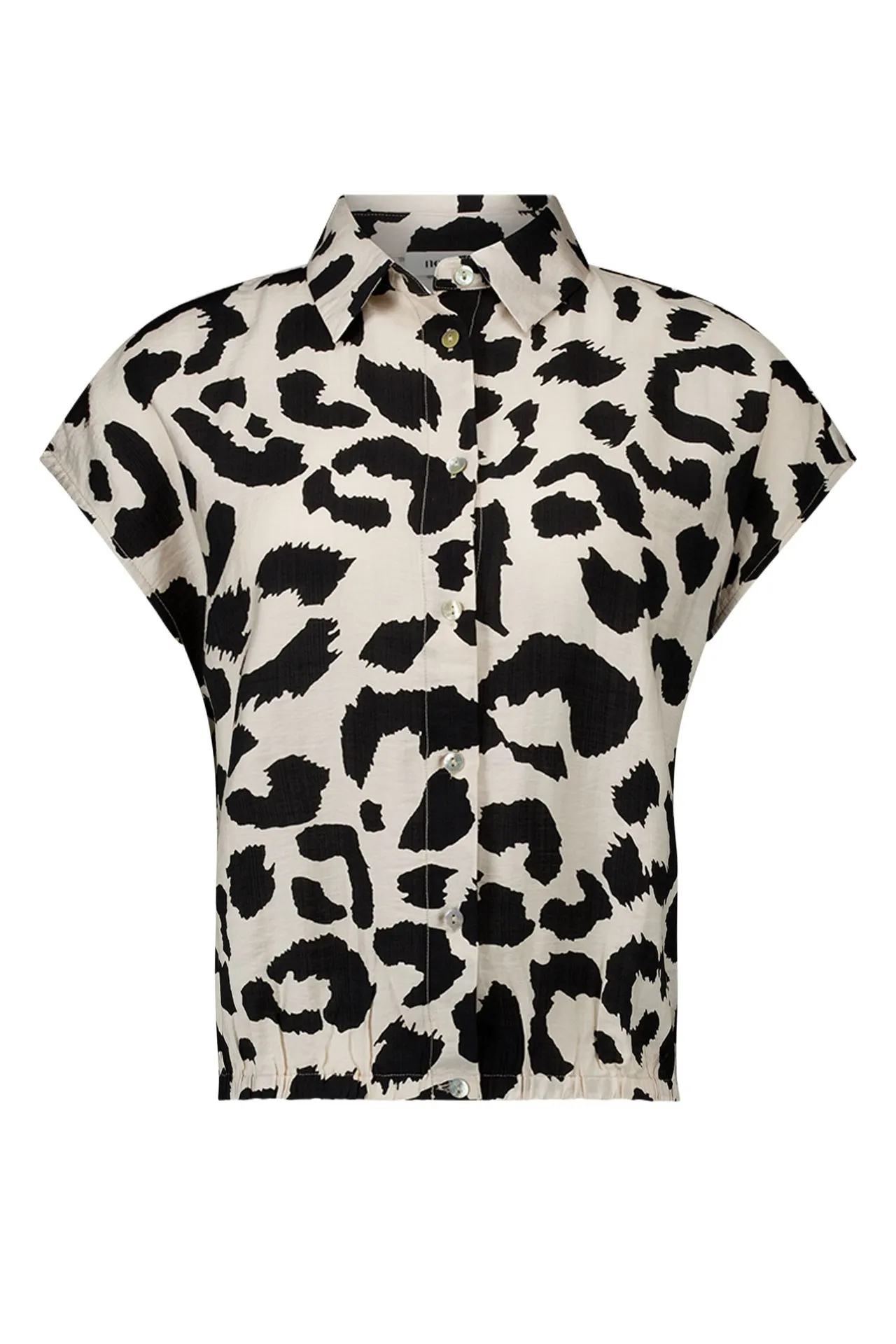 Zwart/ecru blouse met dierenprint
