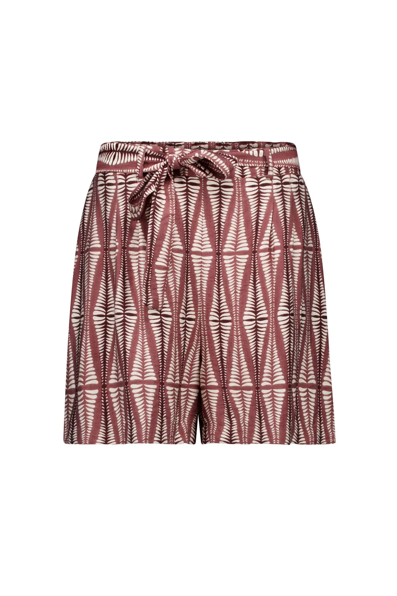 Bruin/ecru korte broek met grafische print