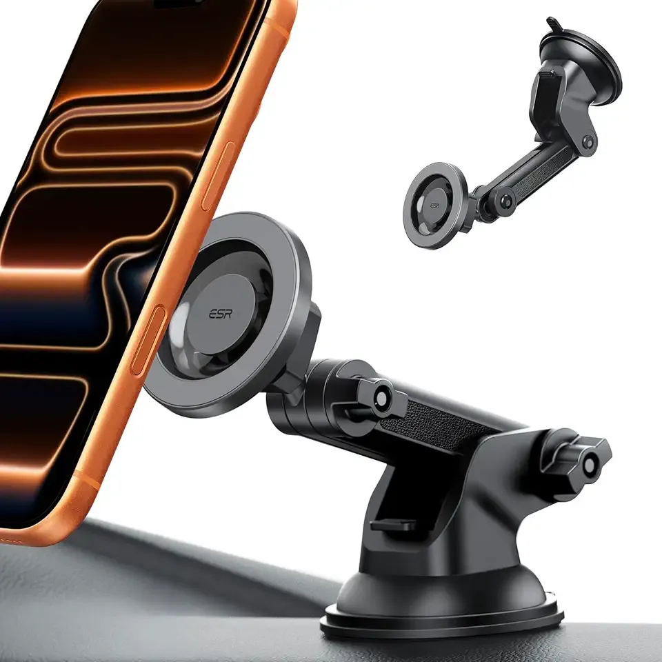 ESR for MagSafe Car Mount, Suction Cup Car Phone Holder for iPhone 17-12 | Vacuum Dashboard Magnetic Car Phone Holder for Car, for Smaung/Google, Car Accessories, Charging Not Supported, Metallic Grey