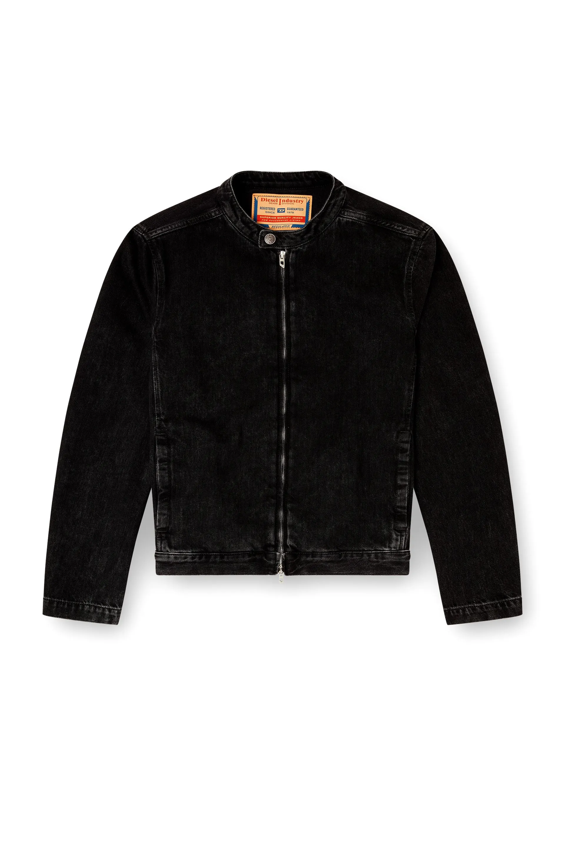 Moto jacket in clean-wash denim