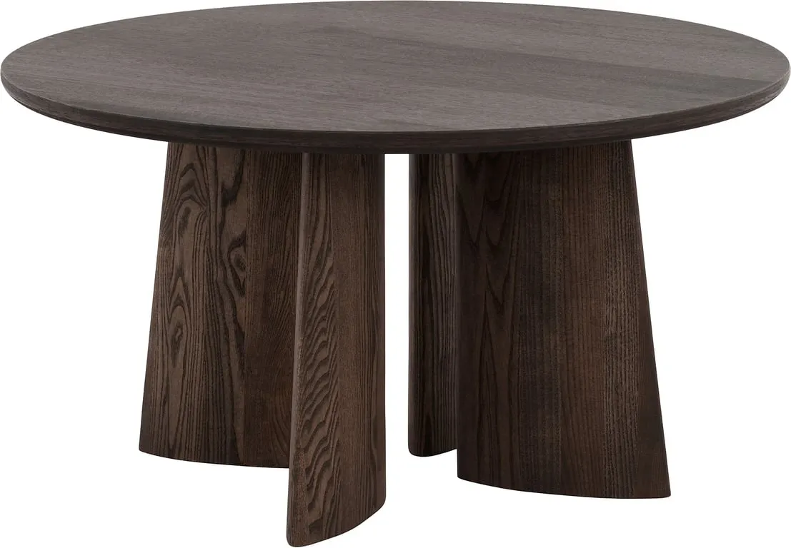 Japandi sofabord rundt Ø 85 H 45 cm Mocca eikefiner