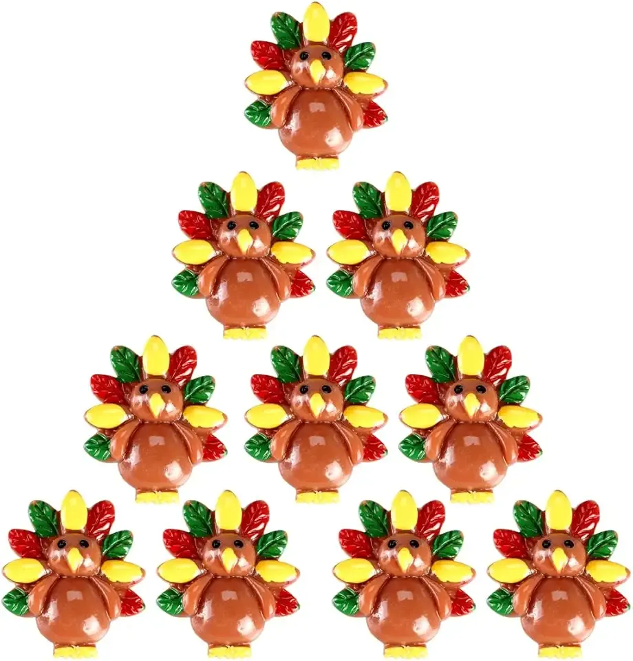 BinaryABC Thanksgiving Turkey Resin Flatback Craft Embellishment,Thanksgiving DIY Crafts Making,10Pcs