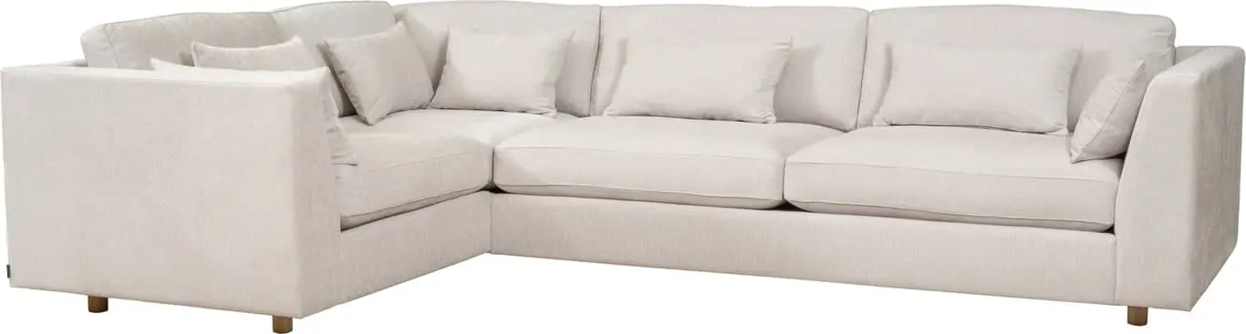 Hjellegjerde Dyp hjørnesofa armlen 4 + 1,5 seter + hjørne + 3,5 seter + armlen 4, stoff Anabela natural