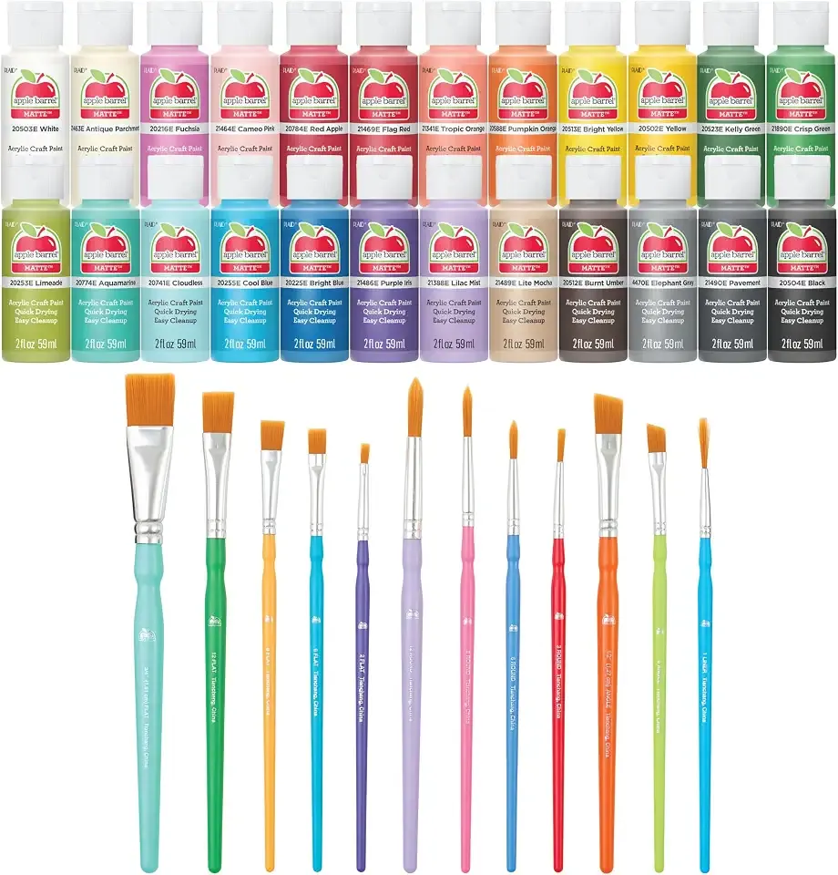 Apple Barrel 36 Piece Acrylic Craft Paint Kit for DIY Arts and Crafts, Matte Finish (2 fl oz each)