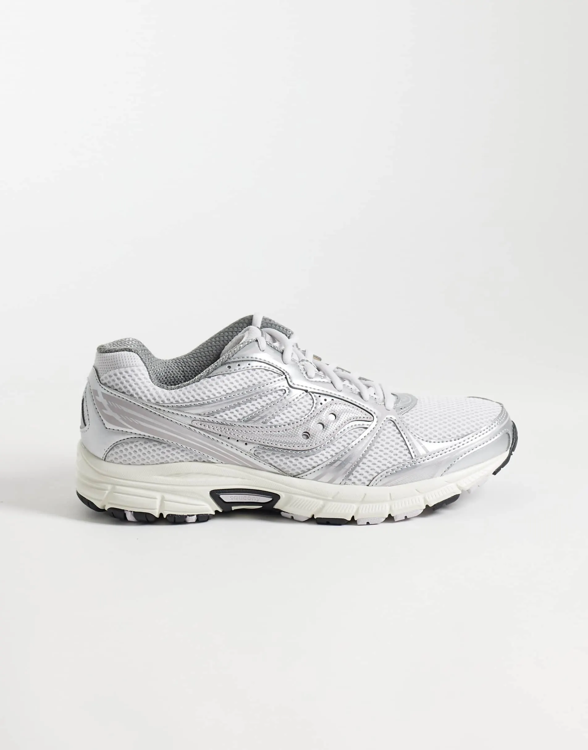 Saucony Grid Legacy trainers in silver and cream