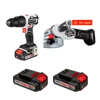 Taladro percutor inal. + 2 baterías 20 V + Amoladora inal. de regalo
