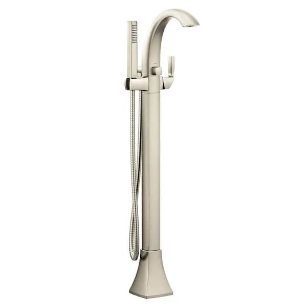 MOEN Voss Single-​Handle Floor-​Mount Roman Tub Faucet Tub Filler in Brushed Nickel (Valve Not Included)​