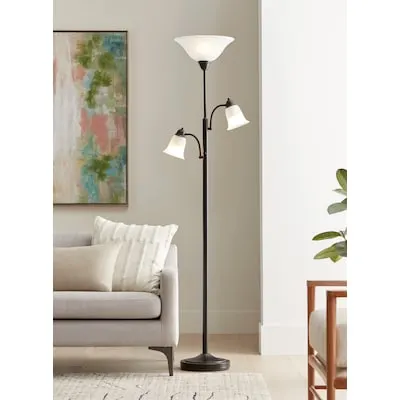 Ahmauri 62.5-in Blackened Bronze Standard Floor Lamp with Fabric Shade