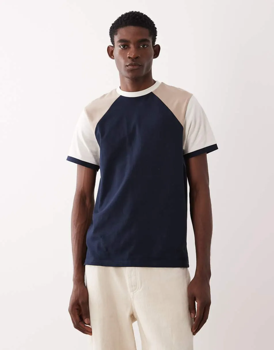 ASOS DESIGN heavyweight t-shirt with contrasts sleeves in cream