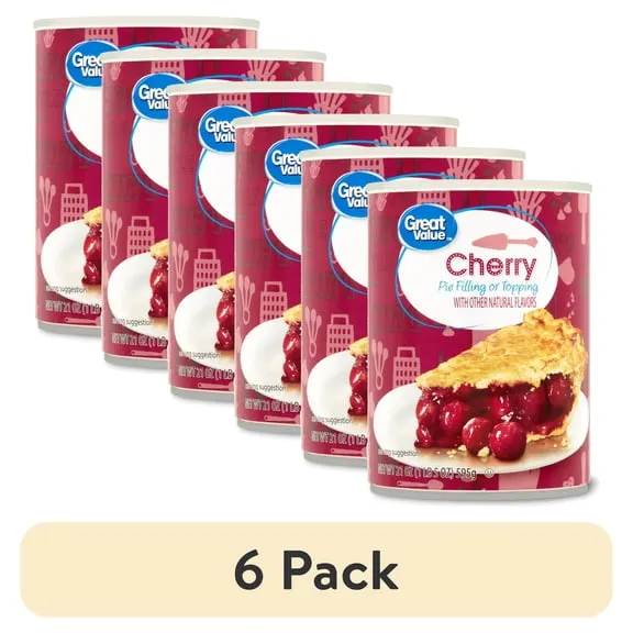 (6 pack) Great Value Cherry Pie Filling or Topping, 21 oz, Price $21.84 17.3 ¢/oz