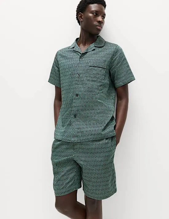 Schlafanzugset aus reiner Baumwolle mit geometrischem Muster