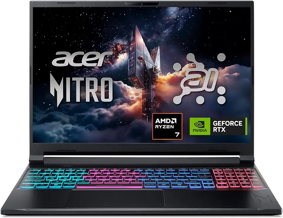 Acer Nitro V 16S AI Gaming Laptop | NVIDIA GeForce RTX 5060 GPU | AMD Ryzen 7 260 Processor | 16" WUXGA IPS 180Hz Display | 32GB DDR5 | 1TB Gen 4 SSD | Wi-Fi 6 | ANV16S-41-R2AJ