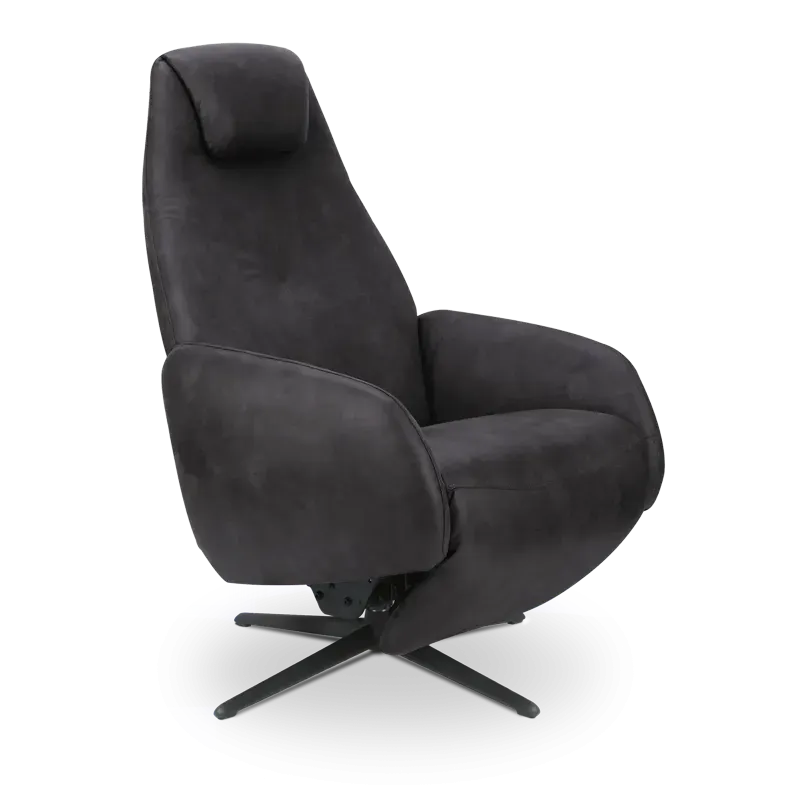 Relaxfauteuil Davoli - handmatig - microleder Oxx Antraciet - OP=OP