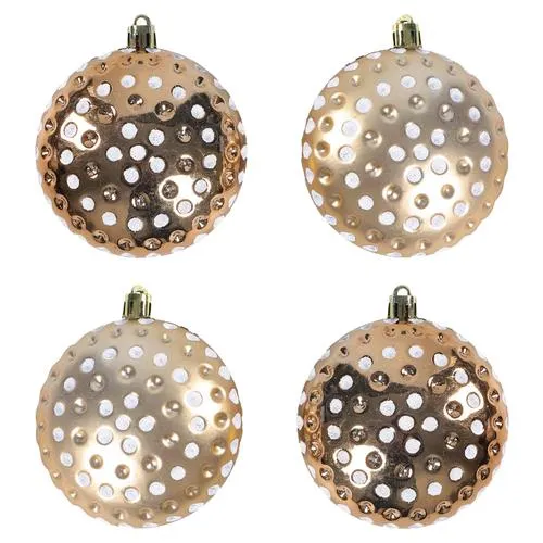 Enchanted Forest® 80mm Copper Embossed Dots Shatterproof Ornaments - 4 Pack