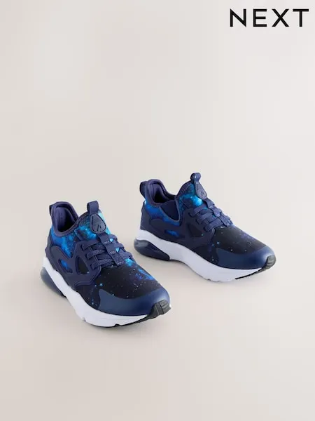 Blue Galaxy Standard Fit (F) Elastic Lace Trainers