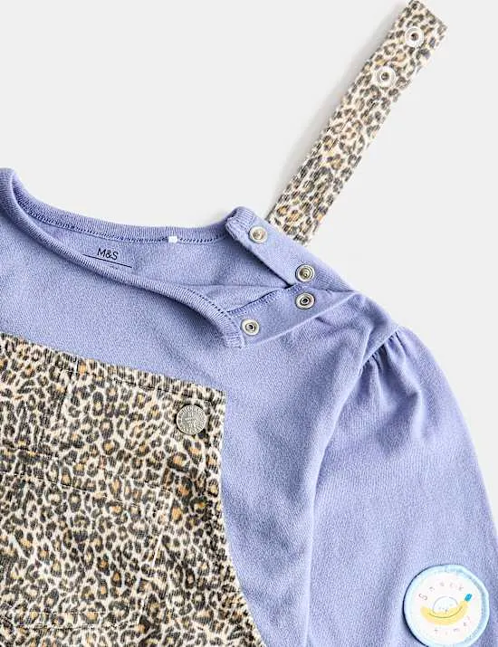 2-teiliges Outfit aus reiner Baumwolle mit Leopardenmotiv (0–3 Jahre)