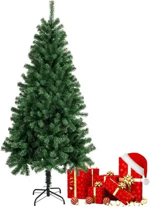 Árbol de Navidad Verde Artificial de Hoja Espumillón Arboles Soporte Metálico 150cm