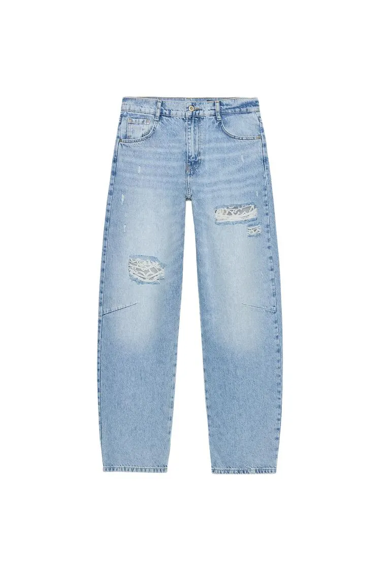 Z1975 RIPPED LACE BAGGY JEANS