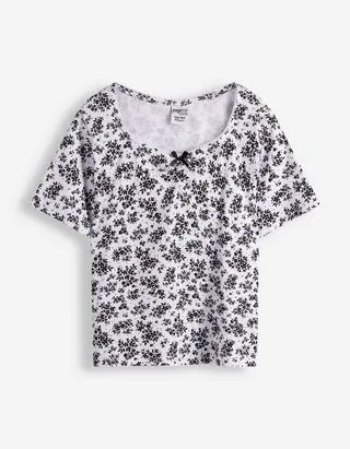 T-shirt - Scollo a cuore - bianco