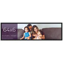 CustomPictureFrames.com 64x6 Frame Black Real Wood Picture Frame Width 0.75 inches |...