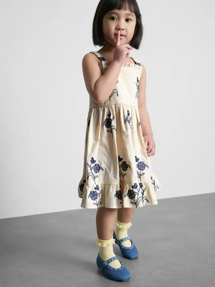 18 mois–9 ans | Robe froncée à fleurs et superpositions