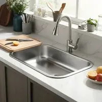 Bacha de cocina simple rectangular acero 34 cm