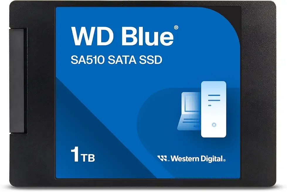 Western Digital 1TB WD Blue SA510 SATA Internal Solid State Drive SSD - SATA III 6 Gb/s, 2.5"/7mm, Up to 560 MB/s - WDS100T3B0A