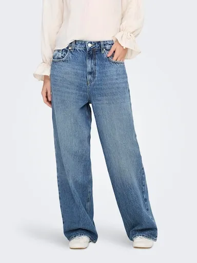 ONLY Only Amber Low Waist Baggy Wide Mid Denim