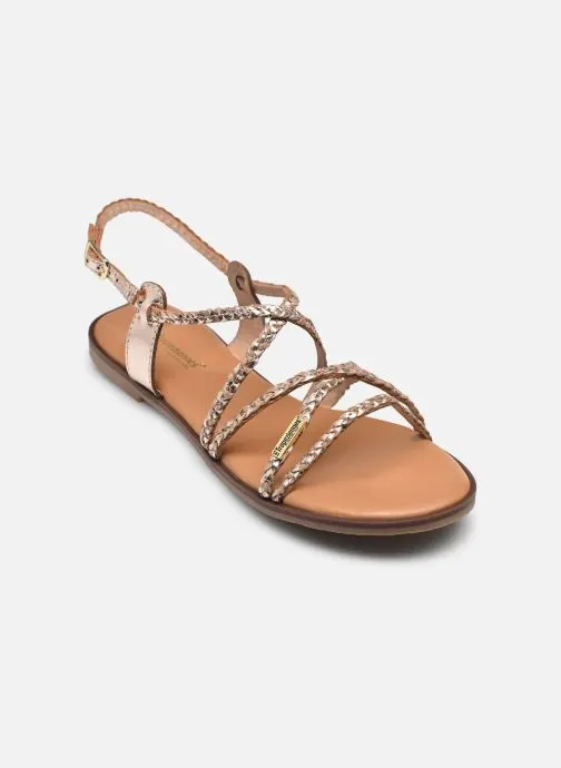 Platte sandalen HALFY dames goud en brons
