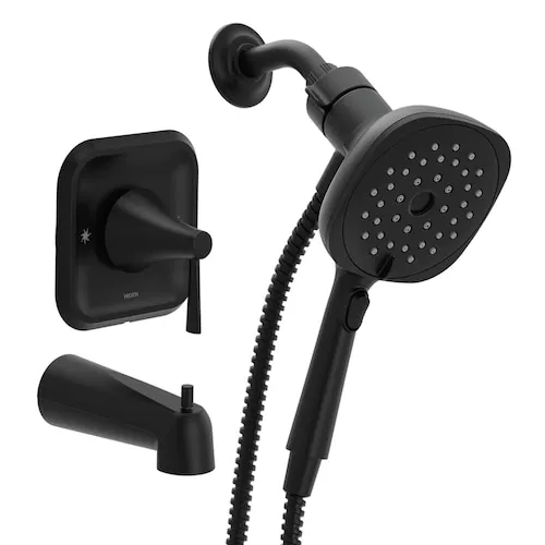 Ronan 6-Spray Tub and Shower Faucet Magnetix Rain shower in Matte Black (Valve Included)