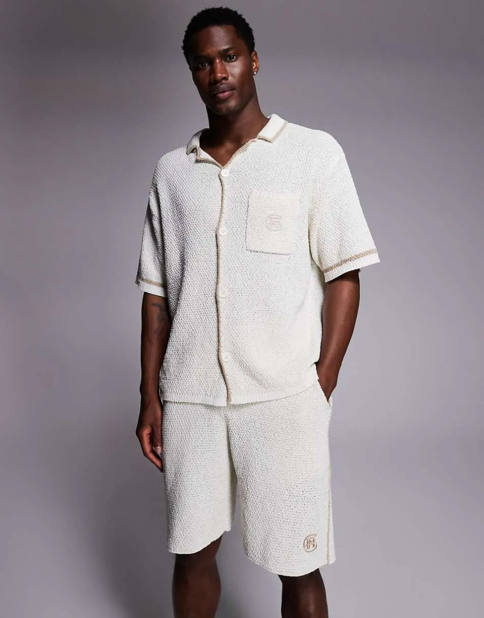 Good For Nothing co-ord knitted shorts in off white