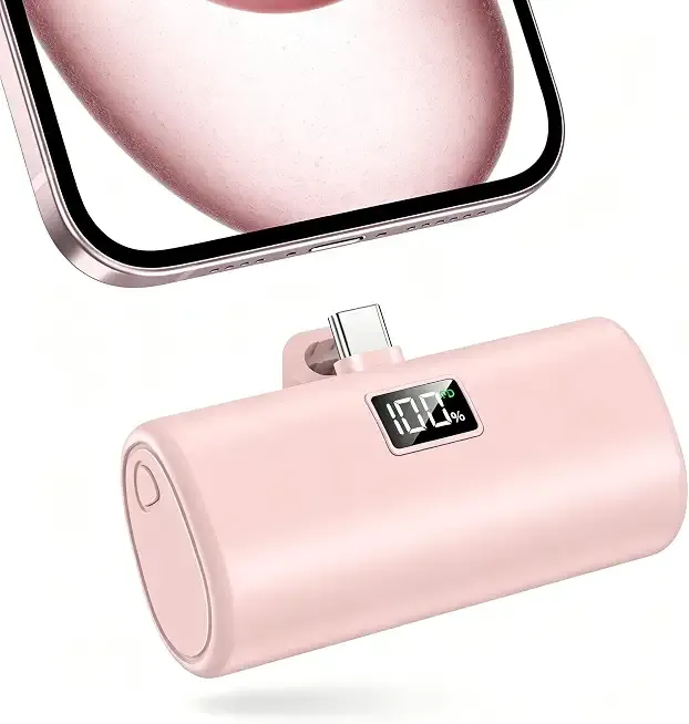 Portable Charger USB C Fast Charging Mini Power Bank for iPhone 17/16/15 | 6000mAh PD 20W Backup Battery for Samsung S25/S24/S23 Android, Flight-safe Travel Essentials, Pink