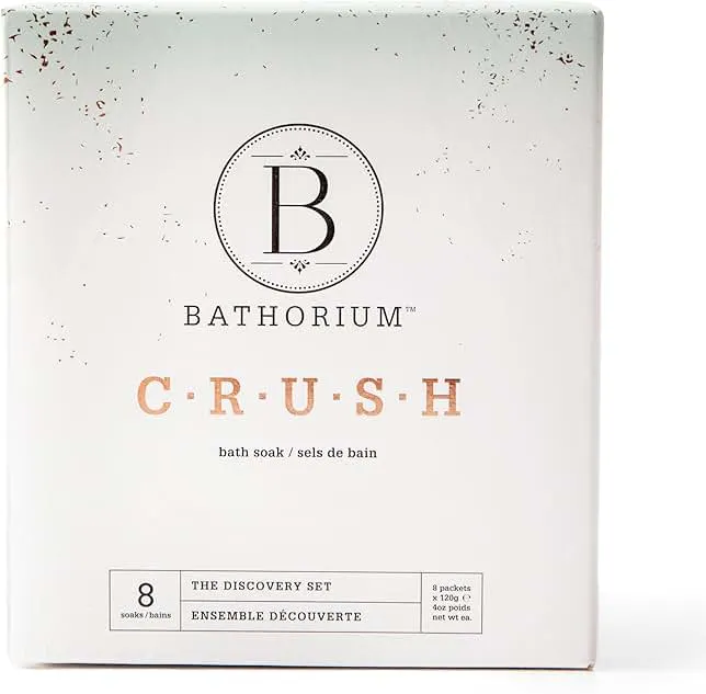 Bathorium Crush 8-Pack Signature Discovery Set, Luxury Bath Soaks, Dead Sea Salt, Epsom Salt, pH Balanced for Women, Gift Set, Each…
