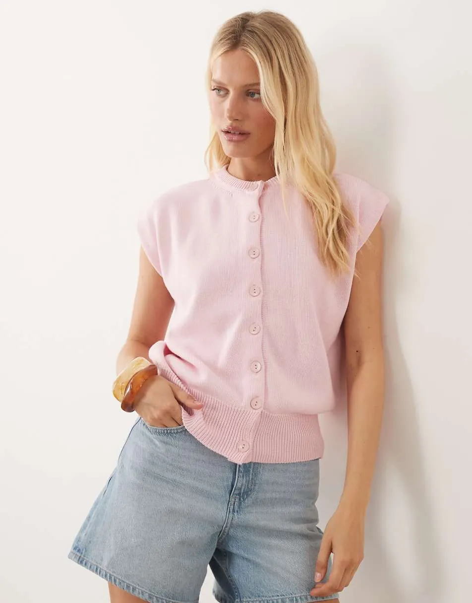 ASOS DESIGN button through relaxed tank in pink