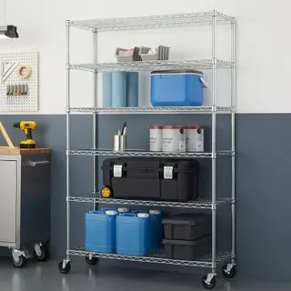 TRINITY PRO EcoTuff 6-Tier Wire Shelving Rack, 48” x 18” x “72” NSF, Includes Wheels