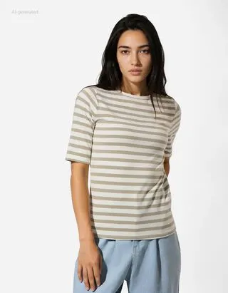 T-shirt - Righe - verde