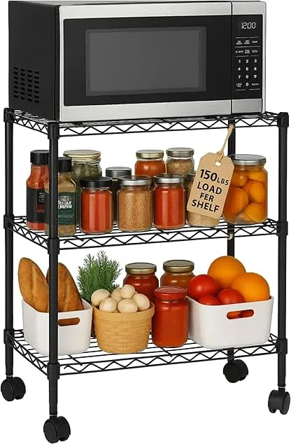 3 Tier Wire Shelving Unit Storage Rack, Metal Heavy Duty Utility Organizers, Organization Units for Metal Shelves, Pantry, Garage, Laundry Racks Durable Shelf Stand, 14"W x 24"L x 30"H, Black 3 Tier Wire Shelving Unit Storage Rack, Metal Heavy D…