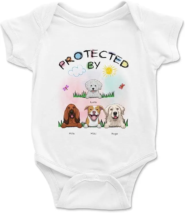 Gossby Custom Onesie Bodysuit for Baby Girl Boy - Personalized Gift Baby Clothes with Dog Design - 0-24 Months - 4 Colors