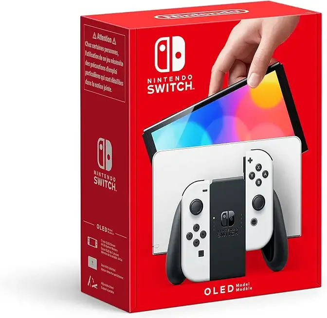 Nintendo Switch Console OLED Model with White Joy-Con, 7 inch 1280 x 720 OLED Touchscreen Display, Built-in Speaker, WiFi, Bluetooth 4.1 (Renewed)