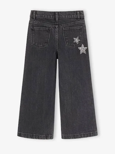 Jean large fille - denim noir