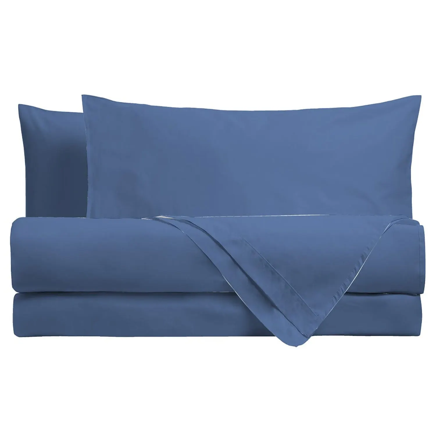 Completo Letto Singolo in Cotone Tinta Unita Blu Royal 3 pezzi