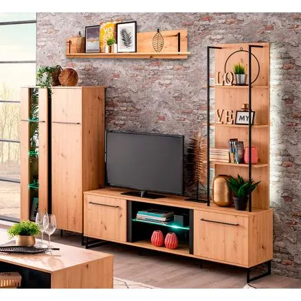 Composición de estilo moderno en roble y negro forja