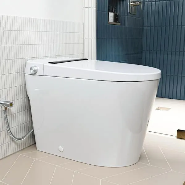 Los Flexi Non Electric Bidet Toilet, Elongated ADA Tankless, Powerful Air Pressure-Assisted System, White 1.0 GPF 12" Rough-In