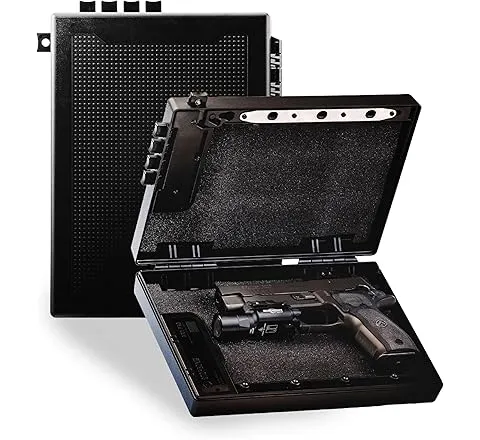 STOPBOX Gun Safe Alternative - Tactical Handgun Storage, Instant Access Portable Gun Case, TSA Compliant Gun Lock Box for Quick Handgun Access | Black - 2PK (Full-Size Only)