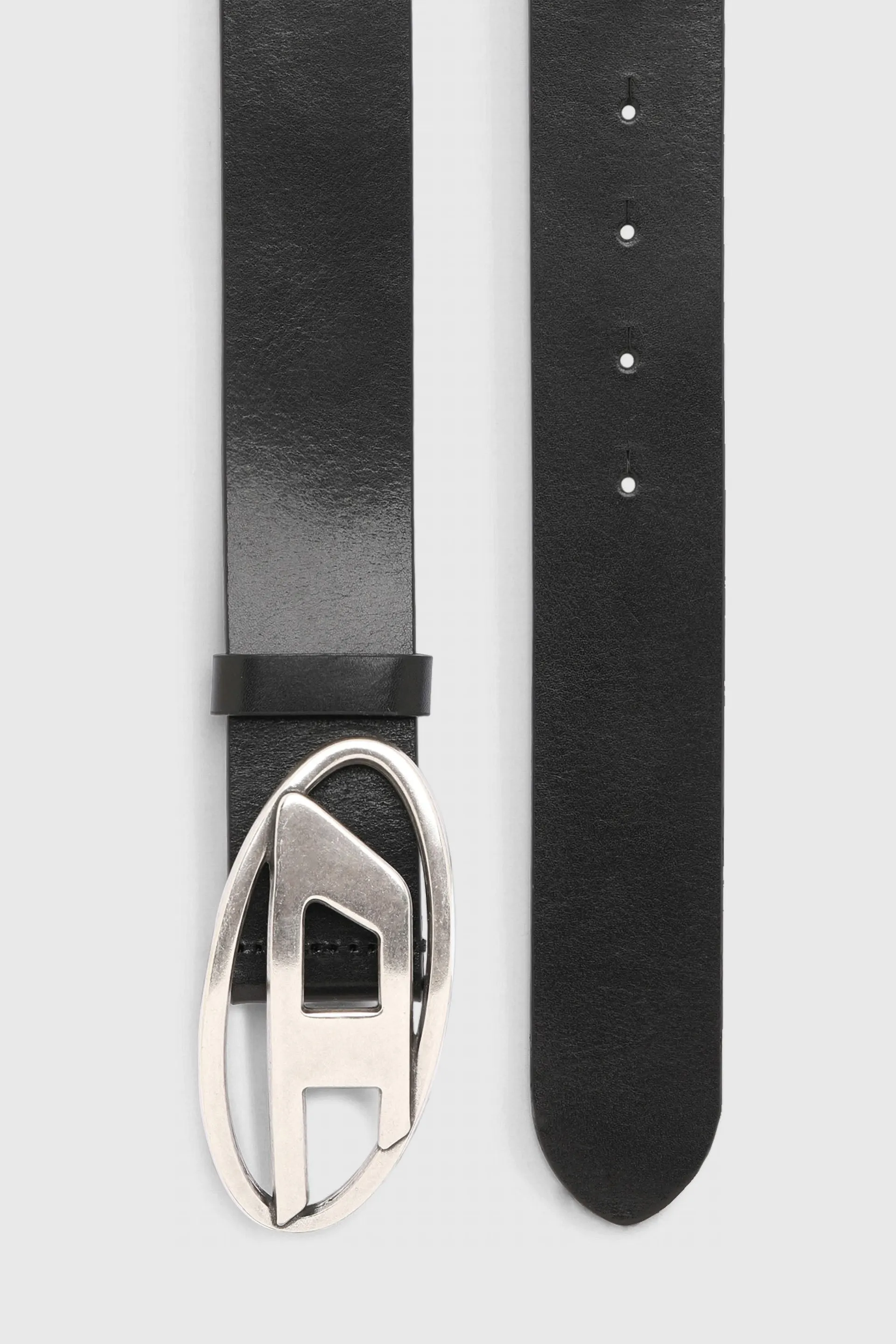 3.9cm leather belt with D buckle
