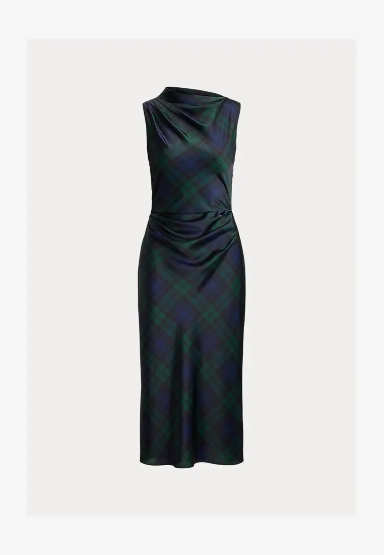 BLACK WATCH SATIN CHARMEUSE DRESS - Maxikjole - navy/green/black